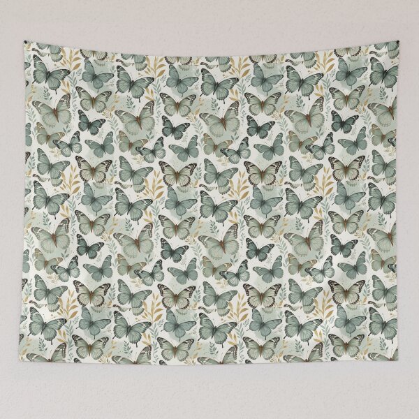 Item preview, Aesthetic Green Butterfly Seamless Watercolor Pattern designed and sold by Hazelartdesign.