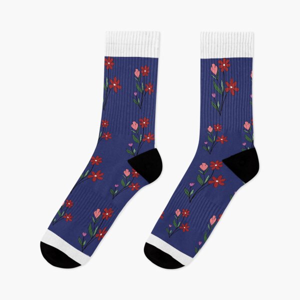 Item preview, Vintage Red Wildflowers on Navy Blue Ditsy Floral Pattern designed and sold by AjjimaJKM.