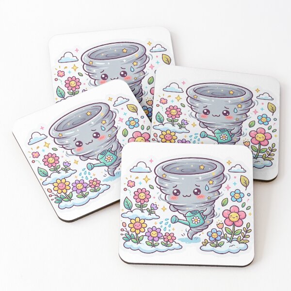 Item preview, Cute Tornado Watering Flowers Kawaii Weather Cartoon Sticker designed and sold by CuteRage.
