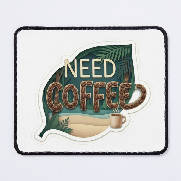 Item preview, Need Coffee - Stylish Coffee Beans Typography Sticker designed and sold by studiohadiya.