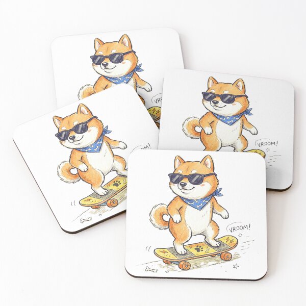 Item preview, Cool Skater Shiba Inu Dog Riding Skateboard Illustration designed and sold by TaiwanMemory.