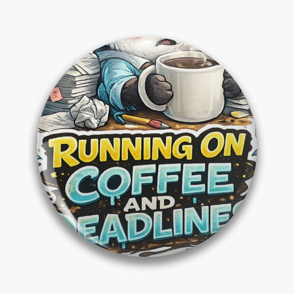 Item preview, Running On Coffee And Deadlines Funny Office Panda Sticker designed and sold by PixelPanda28.