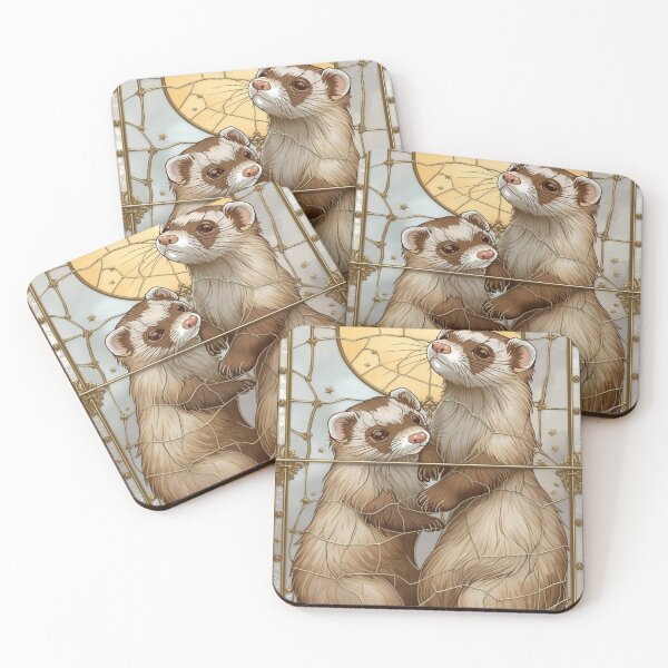 Item preview, Ferrets in Stained Glass with Golden Moon designed and sold by BriSher.