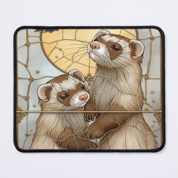 Item preview, Ferrets in Stained Glass with Golden Moon designed and sold by BriSher.