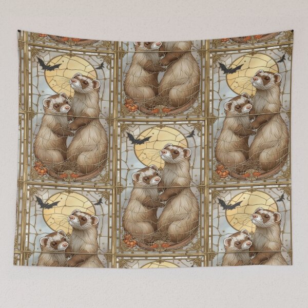 Item preview, Ferrets in Stained Glass with Golden Moon designed and sold by BriSher.