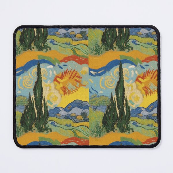 Item preview, Van Gogh Inspired Sunflower Landscape Pattern | Vibrant Post-Impressionist Seamless Repeat designed and sold by Midnight Veil Designs.