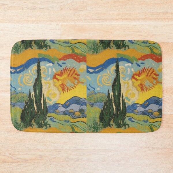 Item preview, Van Gogh Inspired Sunflower Landscape Pattern | Vibrant Post-Impressionist Seamless Repeat designed and sold by Midnight Veil Designs.
