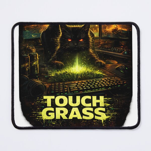 Item preview, Touch Grass Funny Gamer Cat Meme Design designed and sold by RebelVibeX.
