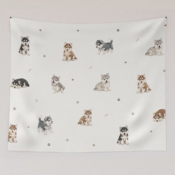 Item preview, Cute Colorful Husky Puppy Pattern | Adorable Siberian Husky Dog Lover Design designed and sold by Inkmatic Studio.