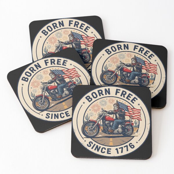 Item preview, Born Free Since 1776 Patriotic Skeleton Biker Fourth of July Motorcycle Design designed and sold by ArcticFoxStudio.