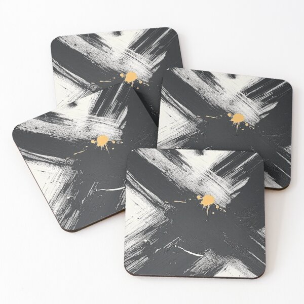 Item preview, Grunge Black Ink Brush Strokes X Abstract Art With Yellow Splash designed and sold by LYAN-STORE.