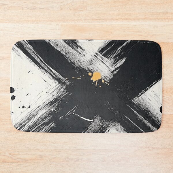 Item preview, Grunge Black Ink Brush Strokes X Abstract Art With Yellow Splash designed and sold by LYAN-STORE.