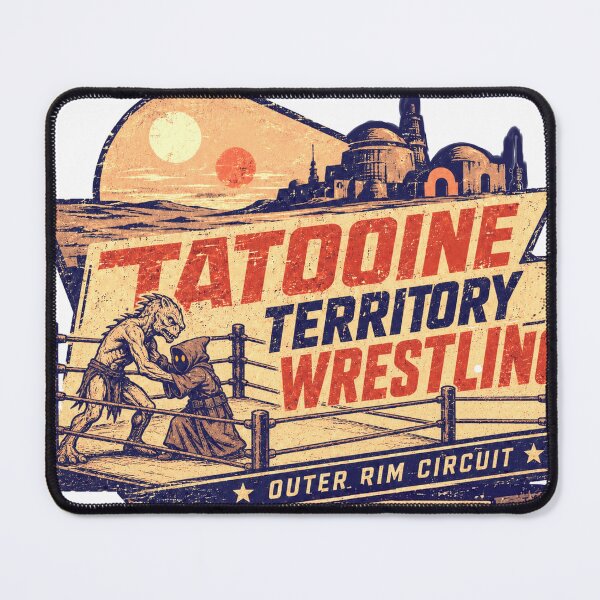 Item preview, Outer Rim Desert Territory Wrestling Vintage Sci-Fi Grappling Logo designed and sold by The Irish Whip.