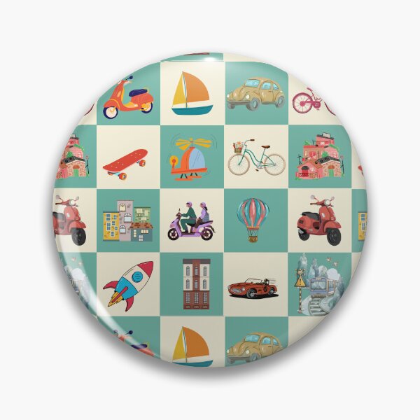 Item preview, Retro Transportation Checkered Pattern | Motorcycle, Train, Rocket & Vehicle Adventure Design designed and sold by Creations by lyne.