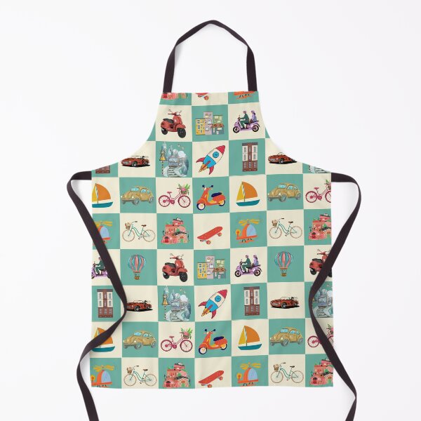 Item preview, Retro Transportation Checkered Pattern | Motorcycle, Train, Rocket & Vehicle Adventure Design designed and sold by Creations by lyne.