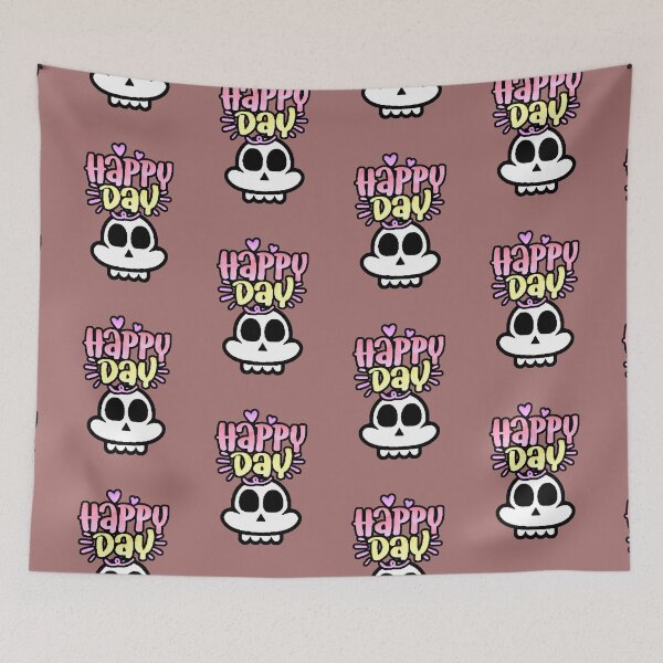 Item preview, Happy Day Kawaii Skull Pink Yellow Pastel Goth designed and sold by AstronautMerch.