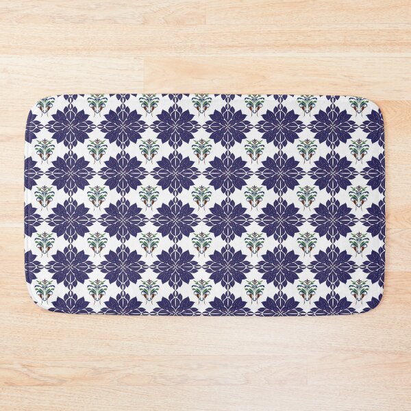 Item preview, Elegant Navy Blue Baroque Damask Floral Pattern designed and sold by AjjimaJKM.