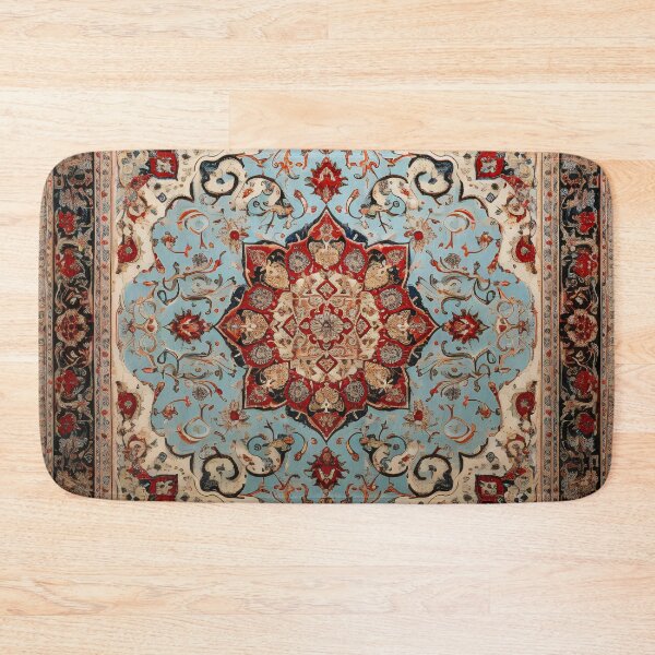 Item preview, Antique Persian Rug Light Blue Beige Pattern designed and sold by GrinGalore.