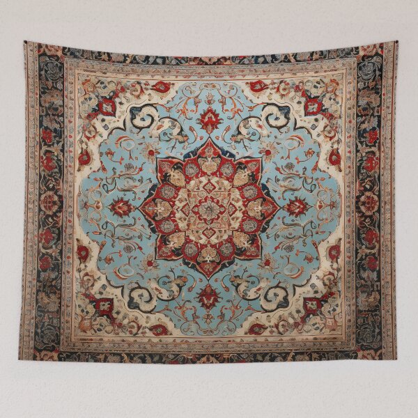 Item preview, Antique Persian Rug Light Blue Beige Pattern designed and sold by GrinGalore.
