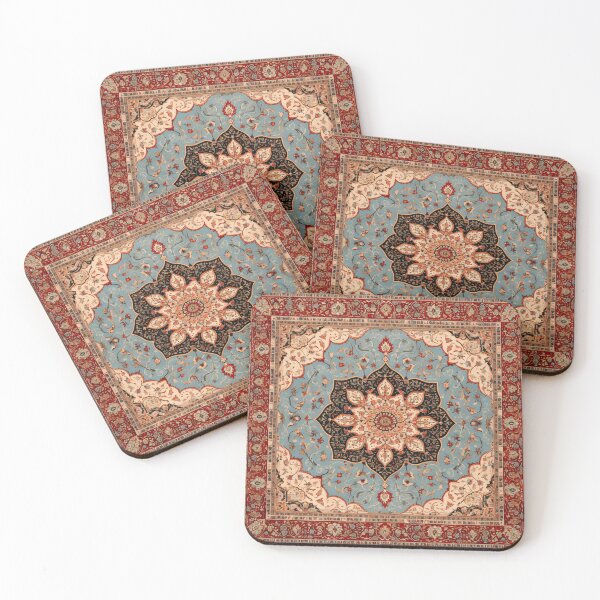 Item preview, Antique Persian Rug Light Blue Beige Red Pattern designed and sold by GrinGalore.