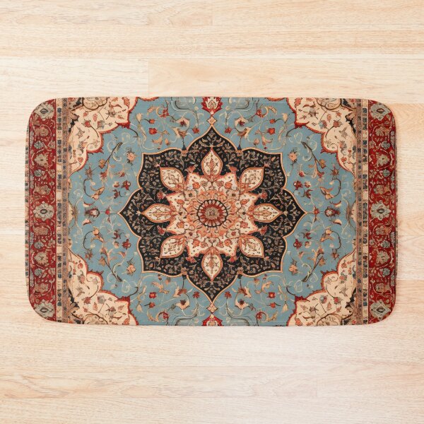 Item preview, Antique Persian Rug Light Blue Beige Red Pattern designed and sold by GrinGalore.