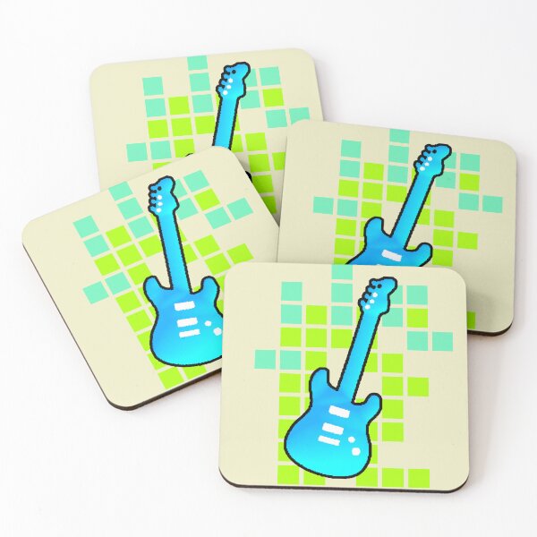 Item preview, Pixel Art Guitar 8-Bit Blue Green Neon Rock designed and sold by AstronautMerch.