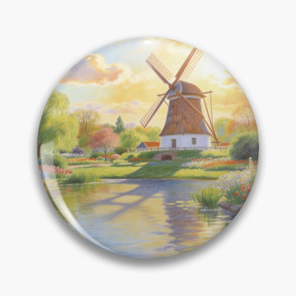 Item preview, Sunlit Windmill Garden in Dutch Countryside designed and sold by BlareBlare.