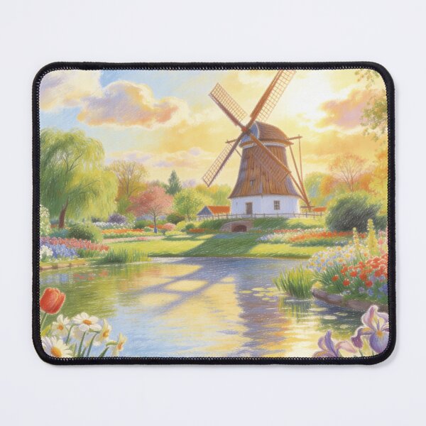 Item preview, Sunlit Windmill Garden in Dutch Countryside designed and sold by BlareBlare.