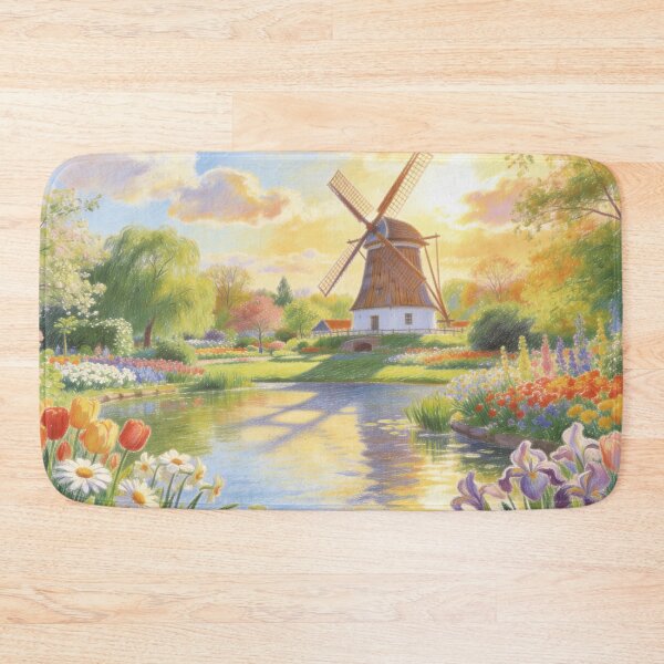 Item preview, Sunlit Windmill Garden in Dutch Countryside designed and sold by BlareBlare.