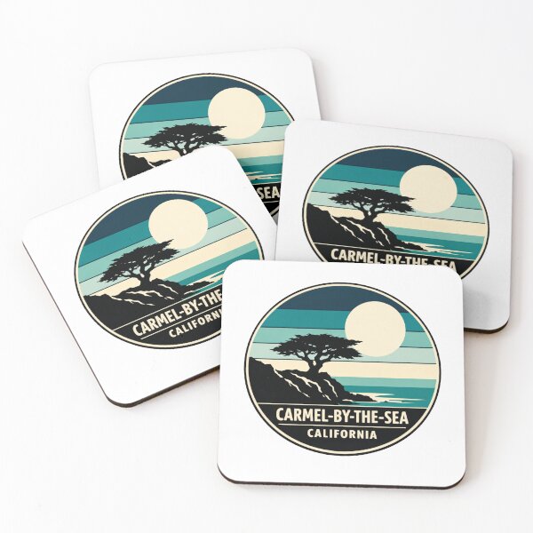 Item preview, Carmel-by-the-Sea California: Lone Cypress Silhouette - Retro Cool Stripes designed and sold by CircinusStore.
