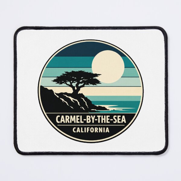 Item preview, Carmel-by-the-Sea California: Lone Cypress Silhouette - Retro Cool Stripes designed and sold by CircinusStore.
