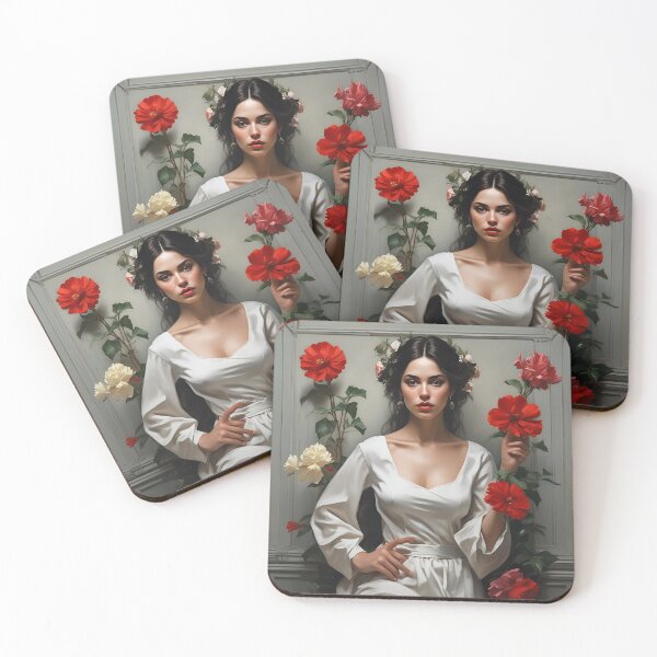 Item preview, Woman with flowers wall art print designed and sold by MK26Designs.