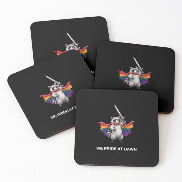 Item preview, We Pride At Dawn Raccoon Rainbow Sword LGBTQ designed and sold by SuperAndSocial.