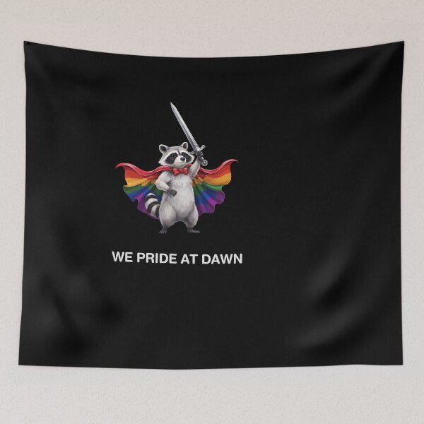 Item preview, We Pride At Dawn Raccoon Rainbow Sword LGBTQ designed and sold by SuperAndSocial.