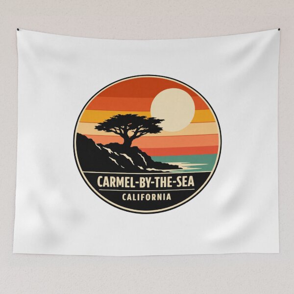 Item preview, Carmel-by-the-Sea California: Lone Cypress Silhouette - Retro Warm Spectrum designed and sold by CircinusStore.