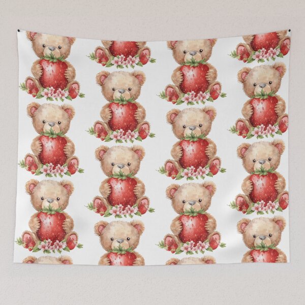 Item preview, Cute Teddy Bear with Giant Strawberry designed and sold by BeautifulVibe.