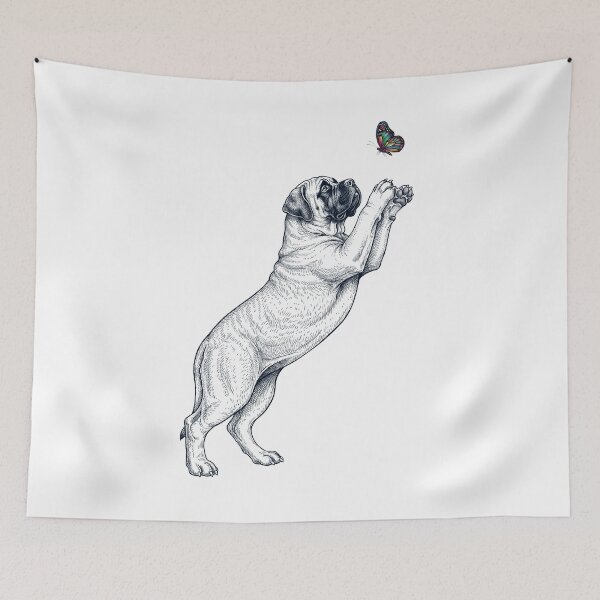 Artikelvorschau, Vintage-Englischer Mastiff mit Schmetterling Hundemama Besitzer entworfen und verkauft von TerryConnells.