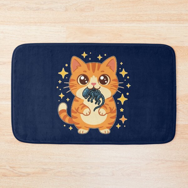 Item preview, Cute Orange Cat Catching Sci-Fi Space Monster Parody designed and sold by AdyKurniawan.