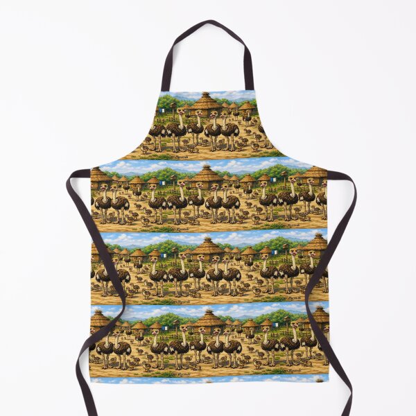 Item preview, Ostrich Village Life – Whimsical Safari Art designed and sold by The Art Queen Of Michigan .