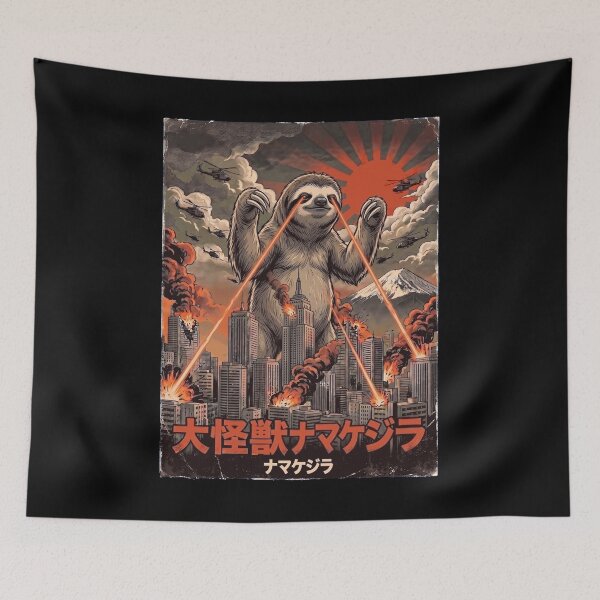 Item preview, Slothzilla Japanese Fuji Art Animal Sloth Lover designed and sold by DoodleTortle.