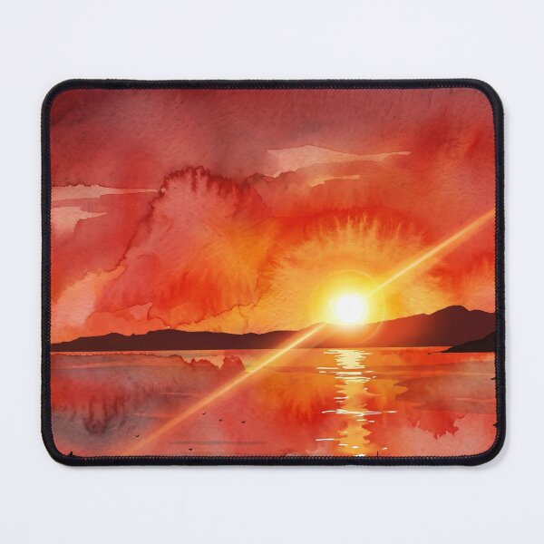 Item preview, Fiery Sunset Over the Var Coast — Digital Watercolor Transformation from Real Photography by M.A.L.K designed and sold by M.ALK.Watercolor.