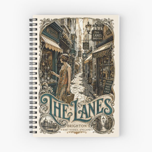 Item preview, The Lanes, Brighton, East Sussex, England [Wood Engraving] — Flapper Pausing on a Gravel Pathway Winding Through Lush Palace Gardens designed and sold by elektronen.