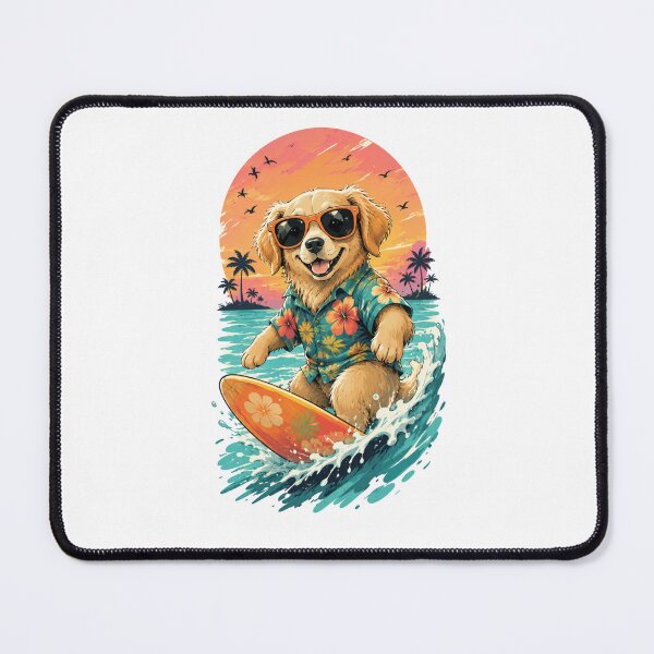 Item preview, Tropical Surf Dog in Hawaiian Shirt – Cute Summer Beach Puppy Design designed and sold by RJACreative.