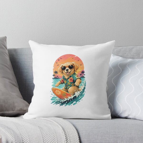 Item preview, Tropical Surf Dog in Hawaiian Shirt – Cute Summer Beach Puppy Design designed and sold by RJACreative.