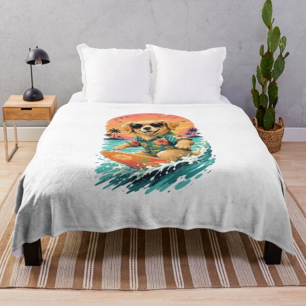 Item preview, Tropical Surf Dog in Hawaiian Shirt – Cute Summer Beach Puppy Design designed and sold by RJACreative.