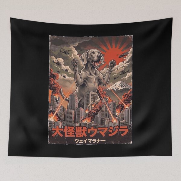 Item preview, Weimaraner Dogzilla Japanese Fuji Art Dog Owner designed and sold by DoodleTortle.
