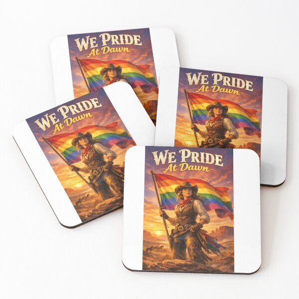 Item preview, We Pride At Dawn Cowgirl Rainbow Flag Sticker designed and sold by MerchlyMike.