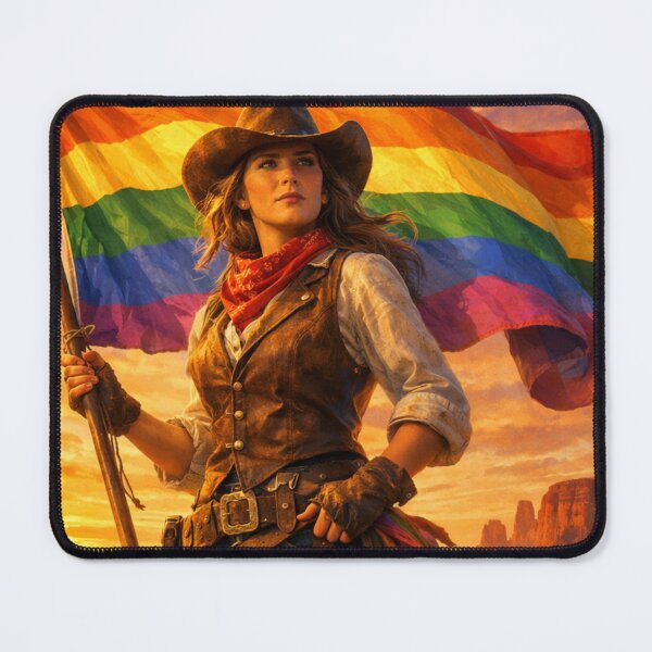 Item preview, We Pride At Dawn Cowgirl Rainbow Flag Sticker designed and sold by MerchlyMike.