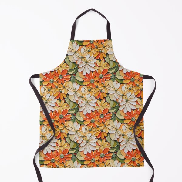 Item preview, Vibrant Retro Floral Pattern with Orange, Cream & Sage Green Flowers designed and sold by Habatour Creations Exclusive Digital Art Products.