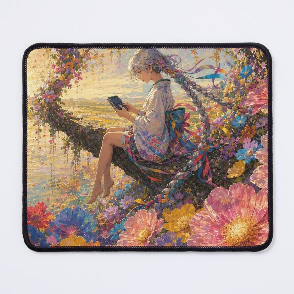 Item preview, Japanese Girl Gaming in a Seaside Flower Garden designed and sold by M-Y-A-R-T-.